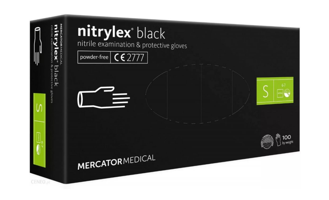 Mercator Nitrylex rukavice černé S - 100 kusů