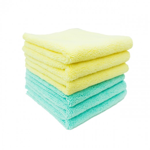 Purestar Two Face Buffing Towel Yellow/Mint Set - sada 6ks mikrovláknových utěrek 32x32 cm 