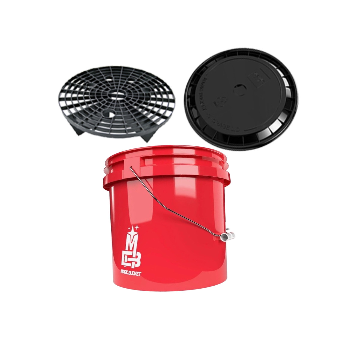 Magic Bucket Red - detailingový kbelík 13 l s mřížkou a víkem